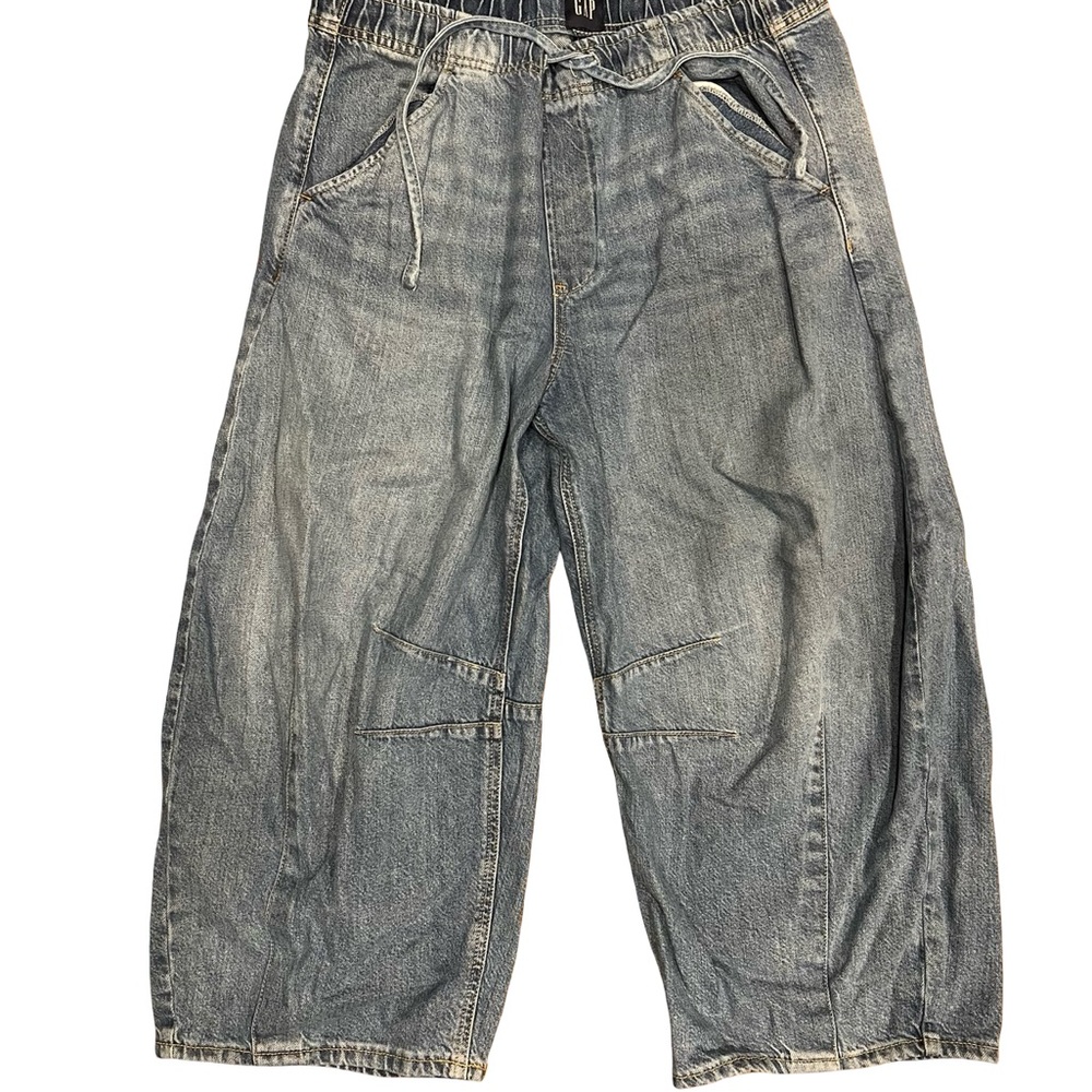 GAP mid rise ultra soft easy horseshoe jean barrel leg pant medium wash - Picture 2 of 7